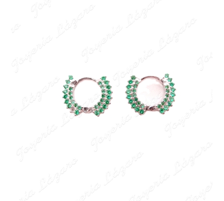 PEND. AROS PLATA CIRONITAS VERDE ESMERALDA 14MM