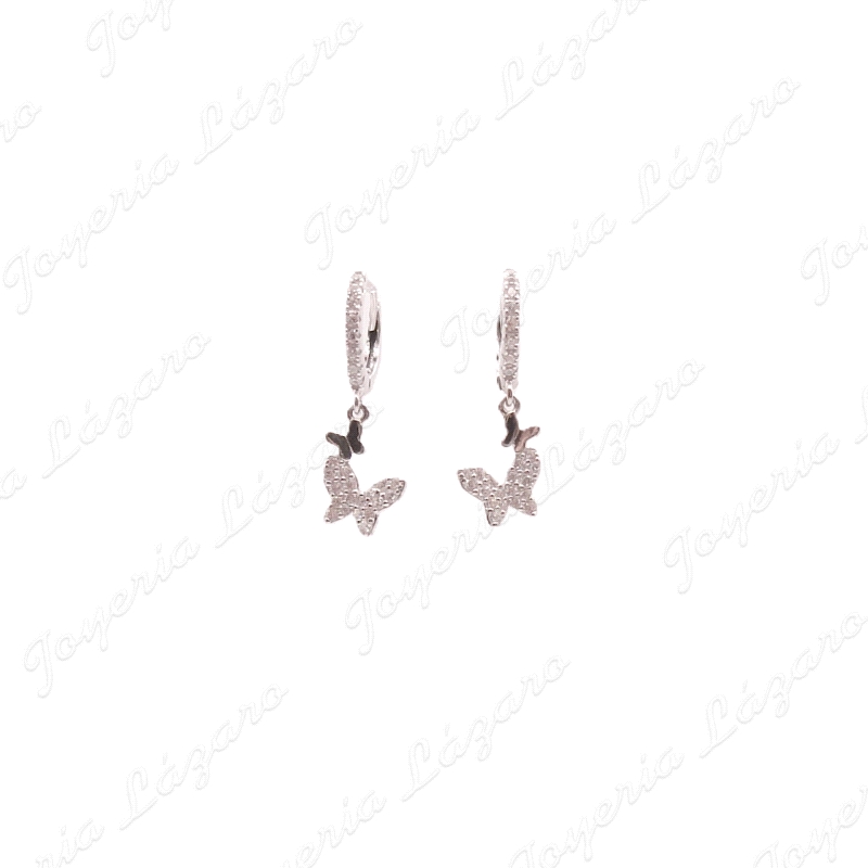 PEND. AROS PLATA MARIPOSAS CIRCONITAS