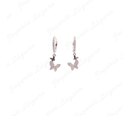 PEND. AROS PLATA MARIPOSAS CIRCONITAS