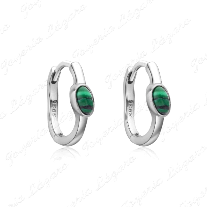 PEND. AROS PLATA PIEDRA MALAQUITA CIERRE BAYESTA