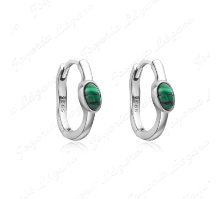 PEND. AROS PLATA PIEDRA MALAQUITA CIERRE BAYESTA