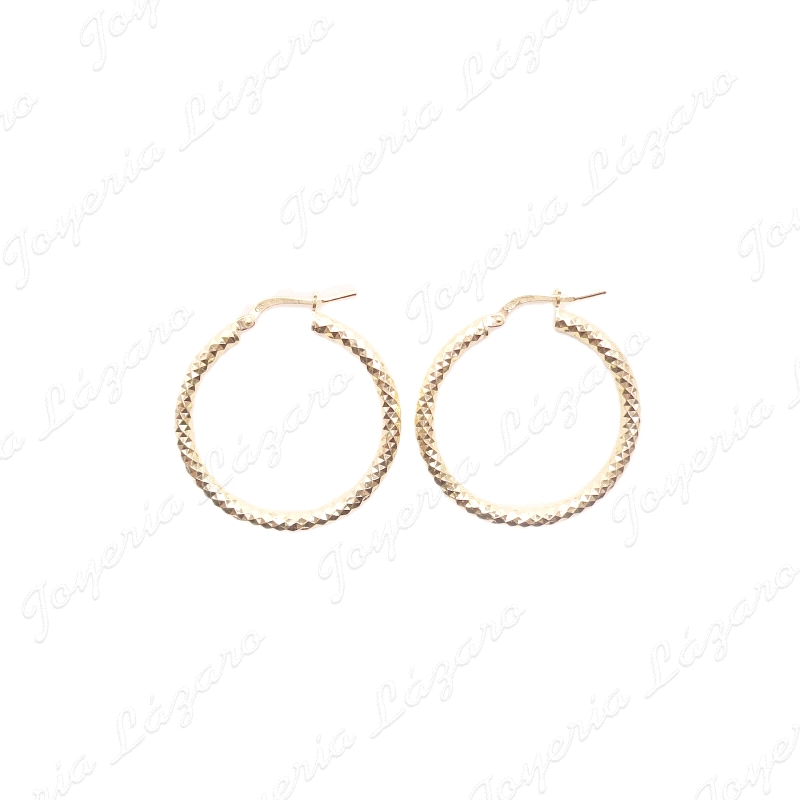 PEND. AROS PLATA DIAMANTADO CHAPADO ORO 33MM