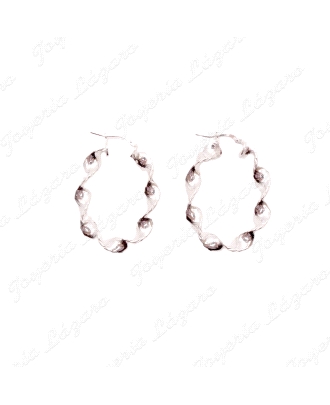 PEND. AROS PLATA RIZO BRILLO OVALADO 40MM LARGO 19MM INT.