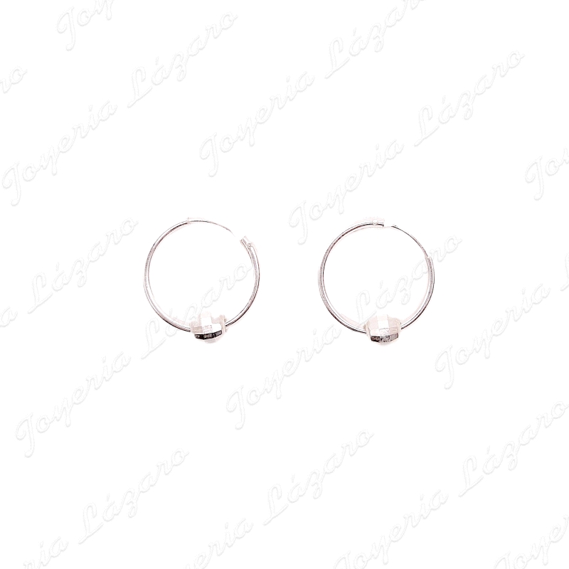 PEND. AROS PLATA  15MM BOLA FACETADA
