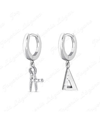 PEND. AROS PLATA RODIADO DE 12 MM COMPAS Y CARTABON