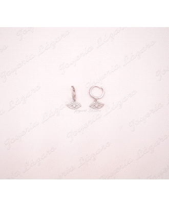 PLATA PENDIENTES AROS OJO CIRCO LARGOS