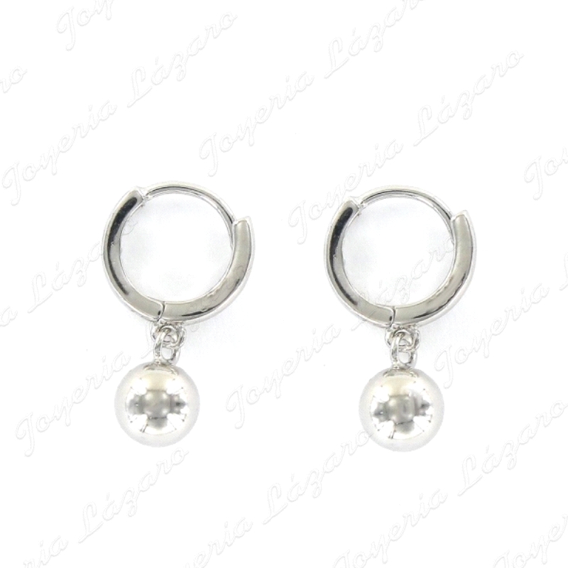 PLATA PENDIENTES AROS 10MM+BOLA