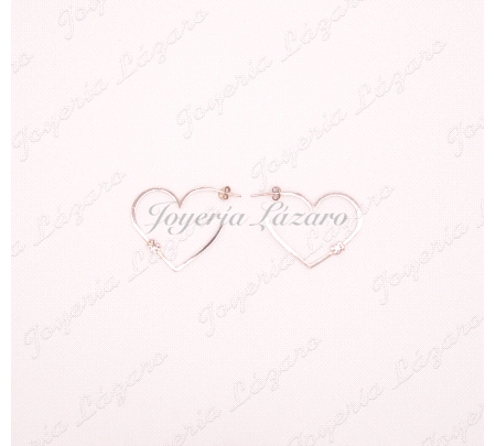 PLATA PENDIENTES AROS SILUETA CORAZON