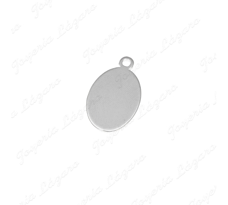 PLACA PLATA OVAL  SIN ASA 12X8MM