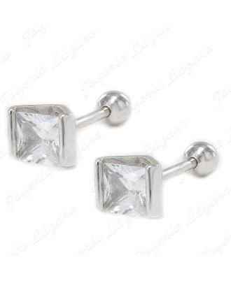 PIERCING PLATA CIRCONITA CUADRADA EN CARRILL 4MM