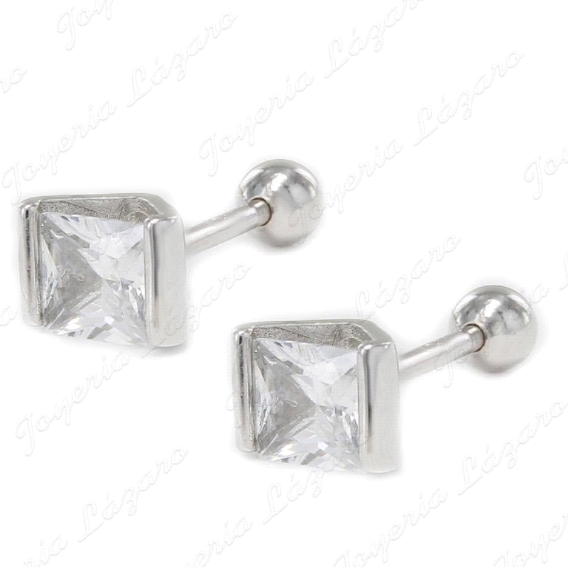 PIERCING PLATA CIRCONITA CUADRADA EN CARRILL 4MM