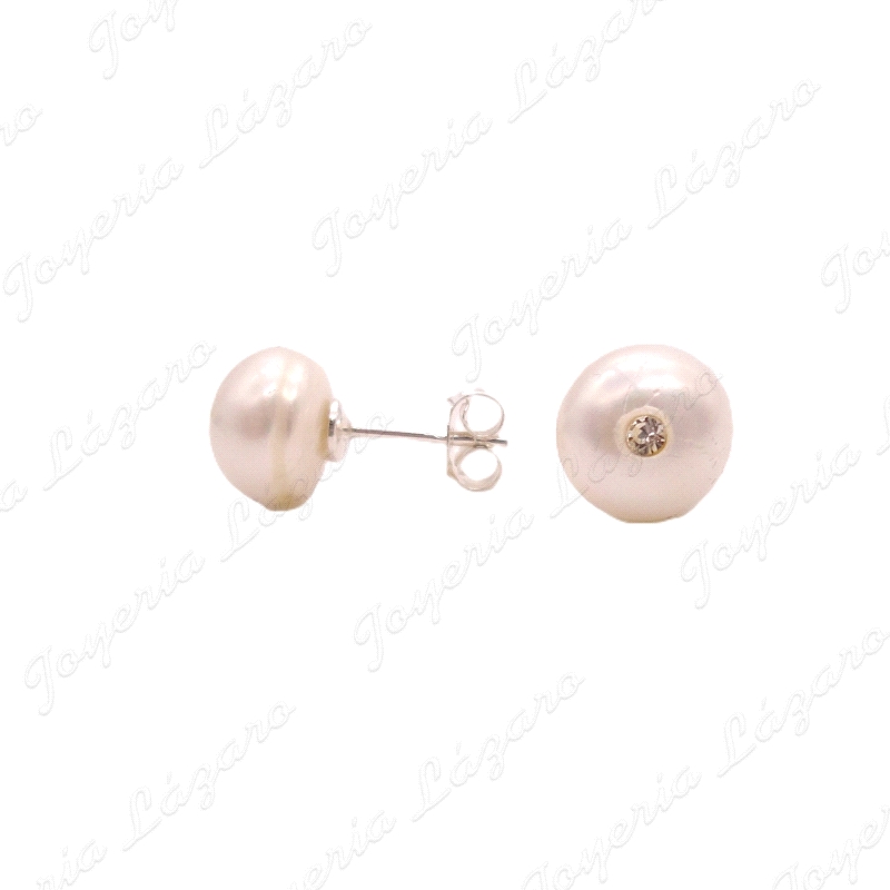 PEND. PLATA PERLA CULTIVADA BOTON PASADA CON CIRCONITA C. PRES.