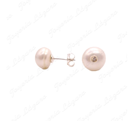 PEND. PLATA PERLA CULTIVADA BOTON PASADA CON CIRCONITA C. PRES.