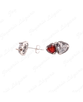 PEND. PLATA  CORAZON ROJO + CORAZON BLANCOOXIDO C. PRESION