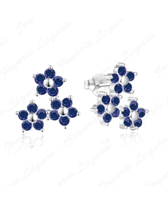 PEND. PLATA 3 FLORES CIRCOS AZULES C. PES.