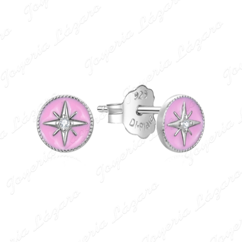 PEND. PLATA ROSA DE LOS VIENTOS ESMALTE ROSA C. PRES.
