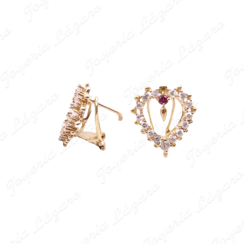 PEND. PLATA CHAPADA ORO CORAZON CALADO CIRCONITAS ENGASTE+1 ROJA