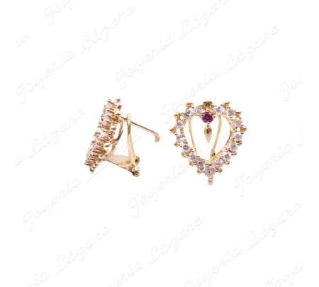 PEND. PLATA CHAPADA ORO CORAZON CALADO CIRCONITAS ENGASTE+1 ROJA