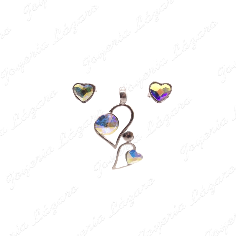 PEND. PLATA CORAZON C. SWAROVSKI PEGÑ.