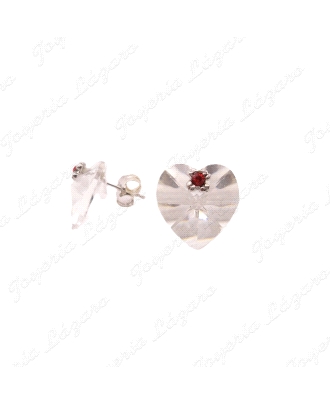 PEND. PLATA CORAZON C. SWAROVSKI TRANSP.+ 1ROJA EN GARRAS CIERRE PRESI