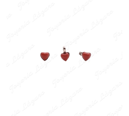 PEND. PLATA CORAZON ROJO CORAL PQÑ.CIERRE PRESION