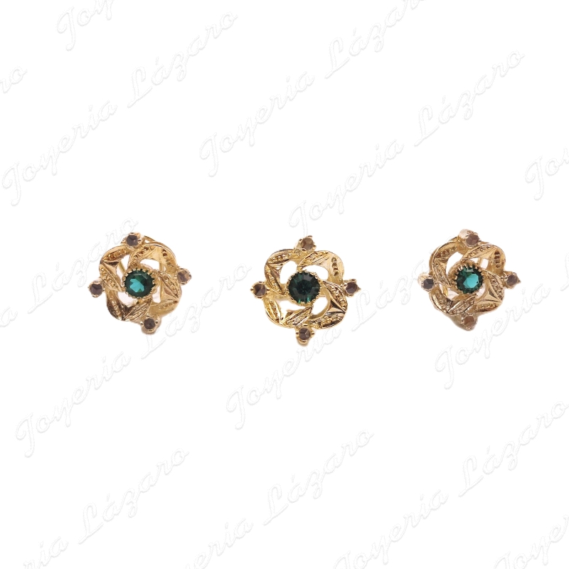 PEND. PLATA CHAPADO ORO CUADRADI SWAROVSKI VERDE CIERRE OMEGA