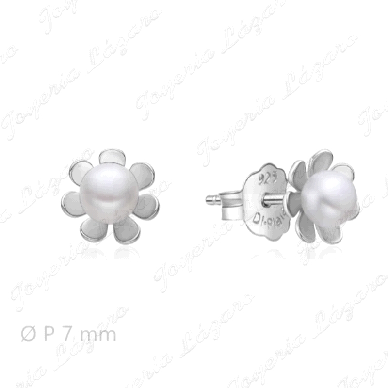 PEND. PLATA FLOR 7 PETALOS + PERLA CIERRE PRESION