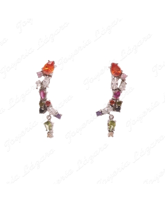 PEND. PLATA CHAPADA EN PLATINO TREPADOR PIEDRA MULTICOLOR C. PRESION