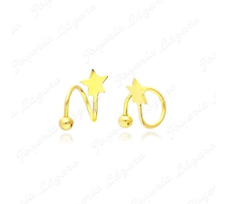 PEND. PLATA PIERCING DORADO ESPIRAL ESTRELLA