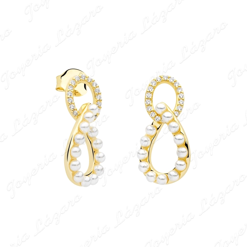 PEND. PLATA DORADA SOPHIE PERLITAS + CIRCO ESLAB. GOTA COLGANDO