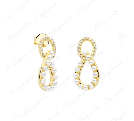 PEND. PLATA DORADA SOPHIE PERLITAS + CIRCO ESLAB. GOTA COLGANDO