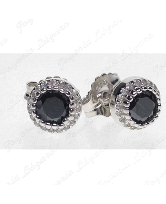 PEND. PLATA REDONDOS 5MM ONIX+CIRCO PRESION