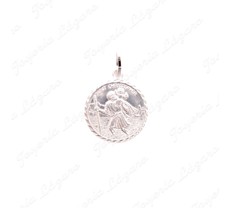 MEDALLA PLATA SAINT CHRISTOFER/ SAN CRISTOBAL  20MM