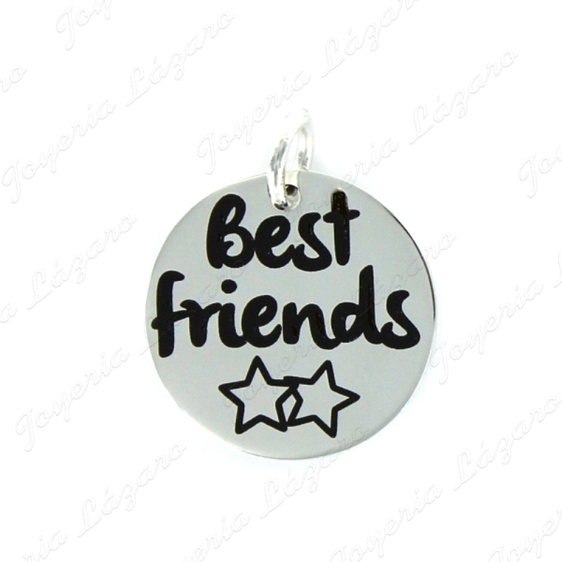 MEDALLA PLATA DISCO DE18 MM BEST FRIENDS