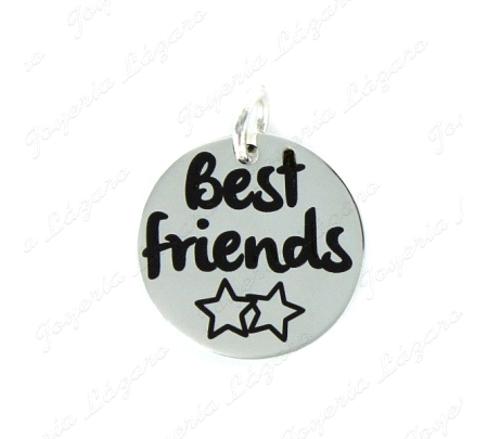 MEDALLA PLATA DISCO DE18 MM BEST FRIENDS