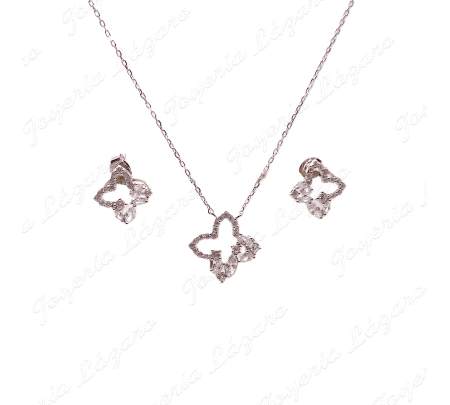 JUEGOS PLATA PEND. +GARGANTILLA FLOR CIRCO CALADA