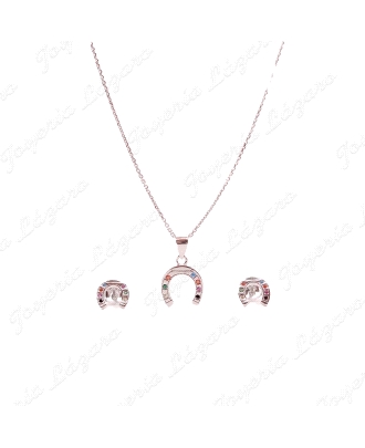 JUEGOS PLATA GARTLL+PENDTS. HERRADURAS PIEDRAS COLOR