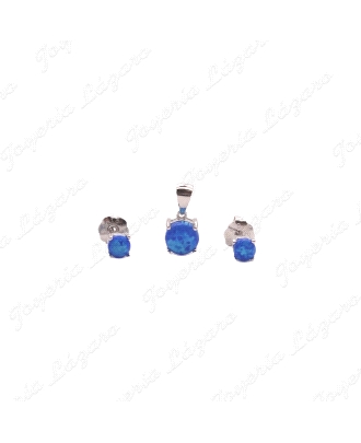 JUEGOS PLATA PENDIENTES+COLGANTE OPALO