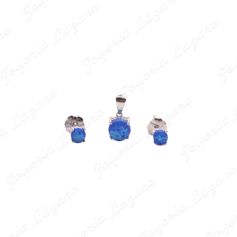 JUEGOS PLATA PENDIENTES+COLGANTE OPALO
