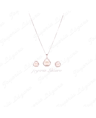 JUEGOS PLATA PERLA NATURAL GARGANTILLA+PENDIENTES