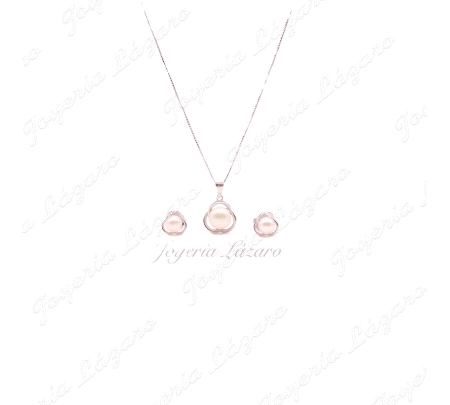 JUEGOS PLATA PERLA NATURAL GARGANTILLA+PENDIENTES