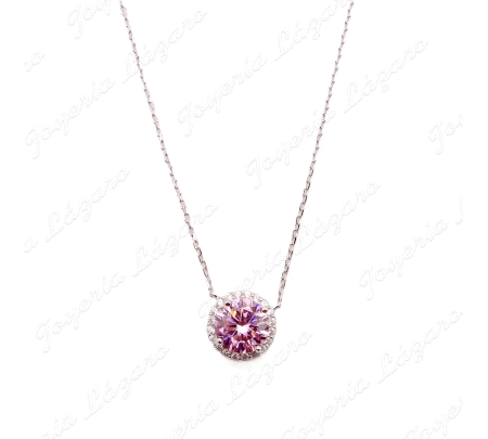 GARGANTILLA PLATA MOTIVO REDONDO CIRCO AGUAMARINA CERCO MICROCIRCO