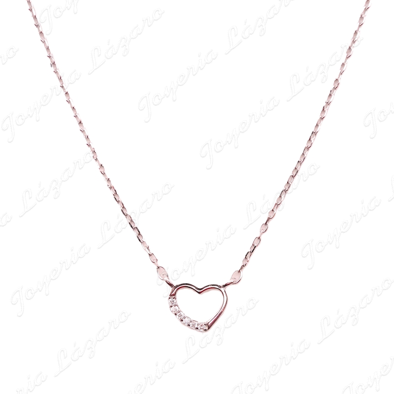 GARGANTILLA PLATA CORAZON CALADO MITAD MICROCIRCO