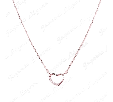 GARGANTILLA PLATA CORAZON CALADO MITAD MICROCIRCO