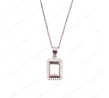 GARGANTILLA PLATA RECTANGULO CHAPA BRILLO MARCO CIRCONITAS