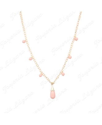 GARGANTILLA PLATA CHAPADA ORO PERLITAS SINT. CORAL+PERA