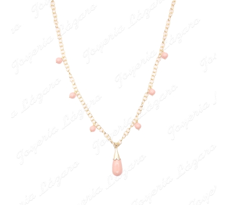 GARGANTILLA PLATA CHAPADA ORO PERLITAS SINT. CORAL+PERA