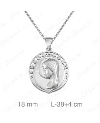 GARGANTILLA PLATA + MEDEALLA VIRGEN NIÑA 18MM