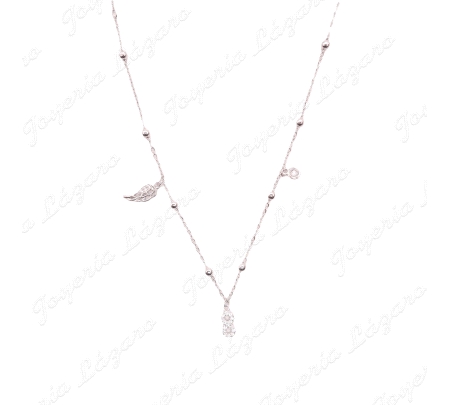 GARGANTILLA PLATA BOLAS, ALAS /INFINITO/CIRCONITA