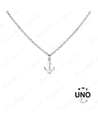 GARGANTILLA PLATA UNO MAS CON CADENA FORZADA 38 MAS 5 CM Y ANCLA